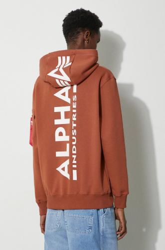 Μπλούζα Alpha Industries χρώμα: καφέ, με κουκούλα