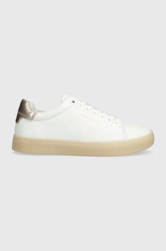 Δερμάτινα αθλητικά παπούτσια Calvin Klein CUPSOLE LACE UP PEARL χρώμα: άσπρο, HW0HW01897