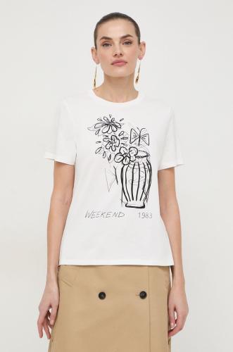 Βαμβακερό μπλουζάκι Weekend Max Mara γυναικεία, χρώμα: άσπρο