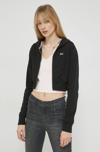 Μπλούζα Tommy Jeans χρώμα: μαύρο, με κουκούλα