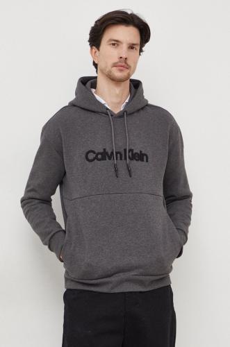 Μπλούζα Calvin Klein χρώμα: γκρι, με κουκούλα