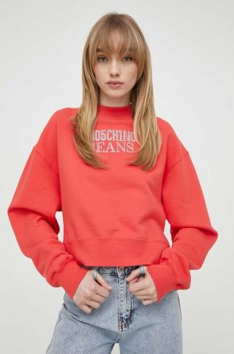 Βαμβακερή μπλούζα Moschino Jeans γυναικεία, χρώμα: κόκκινο