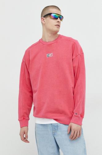 Βαμβακερή μπλούζα Tommy Jeans χρώμα: ροζ
