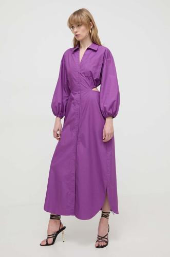 Βαμβακερό φόρεμα Twinset χρώμα: μοβ