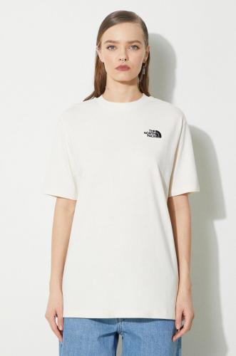 Βαμβακερό μπλουζάκι The North Face W S/S Essential Oversize Tee γυναικείο, χρώμα: μπεζ, NF0A87NQQLI1