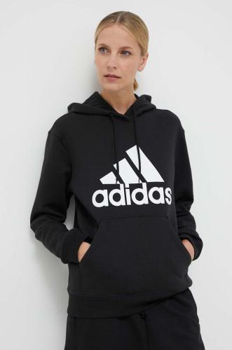 Μπλούζα adidas χρώμα: μαύρο, με κουκούλα