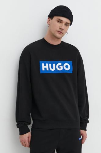 Βαμβακερή μπλούζα Hugo Blue χρώμα: μαύρο