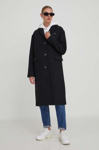 Παλτό από μείγμα μαλλιού Tommy Jeans χρώμα: μαύρο