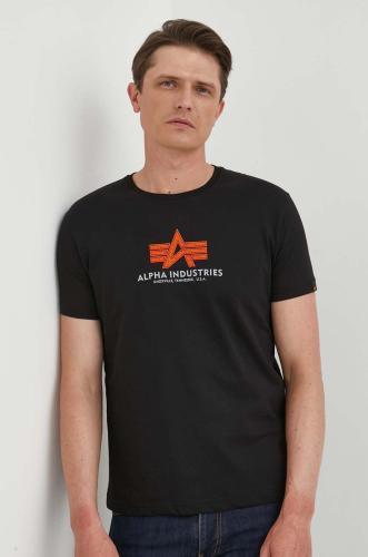 Βαμβακερό μπλουζάκι Alpha Industries χρώμα: μαύρο