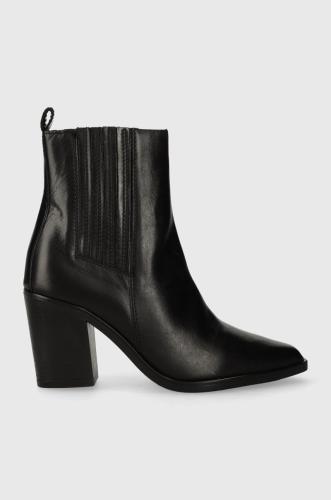 Δερμάτινες μπότες Wojas γυναικείες, χρώμα: μαύρο, 5523551