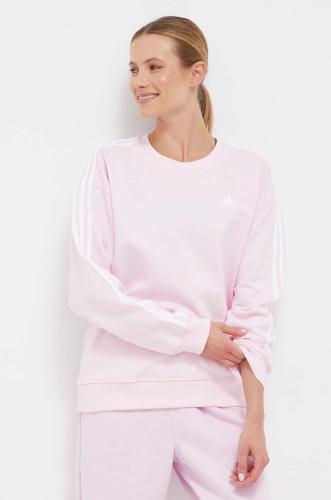 Βαμβακερή μπλούζα adidas γυναικεία, χρώμα: ροζ