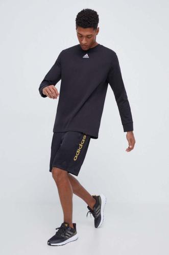 Βαμβακερή μπλούζα με μακριά μανίκια adidas χρώμα: μαύρο