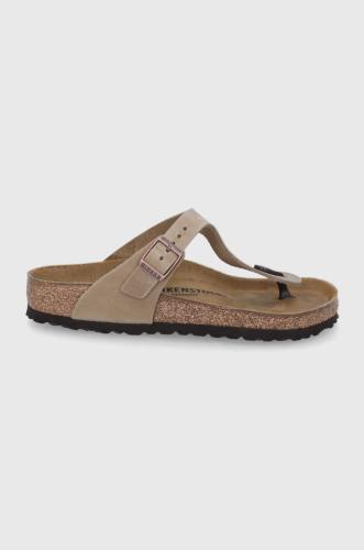 Σαγιονάρες από σουέτ Birkenstock Gizeh χρώμα: καφέ