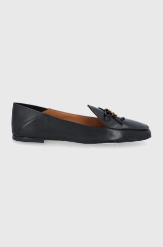 Δερμάτινα μοκασίνια Tory Burch TORY CHARM LOAFER γυναικεία, χρώμα: μαύρο