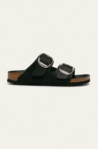 Δερμάτινες παντόφλες Birkenstock γυναικεία, χρώμα: μαύρο