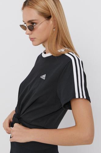 Βαμβακερό μπλουζάκι adidas χρώμα: μαύρο