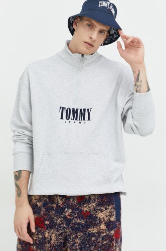 Βαμβακερή μπλούζα Tommy Jeans χρώμα: γκρι,