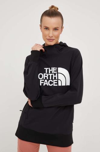 Αθλητική μπλούζα The North Face Tenko γυναικεία, χρώμα: μαύρο, με κουκούλα