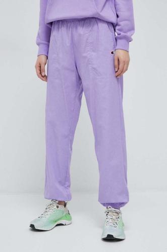 Βαμβακερό παντελόνι Champion χρώμα: μοβ