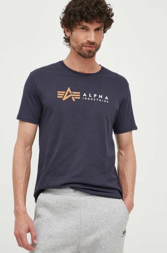 Βαμβακερό μπλουζάκι Alpha Industries Koszulka Alpha Industries Alpha Label T 118502 07 χρώμα: ναυτικό μπλε