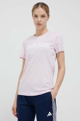 Βαμβακερό μπλουζάκι adidas χρώμα: ροζ
