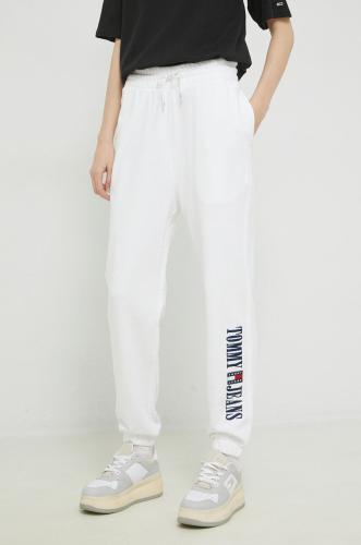 Παντελόνι φόρμας Tommy Jeans χρώμα: άσπρο