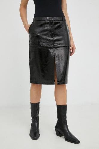 Δερμάτινη φούστα Herskind Rillo χρώμα: μαύρο