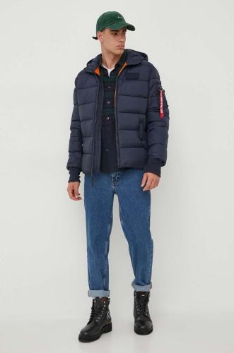 Alpha Industries Hooded Puffer FD χρώμα: ναυτικό μπλε