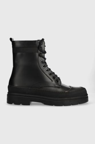 Δερμάτινα παπούτσια Calvin Klein LACE UP BOOT HIGH χρώμα: μαύρο, HM0HM01213