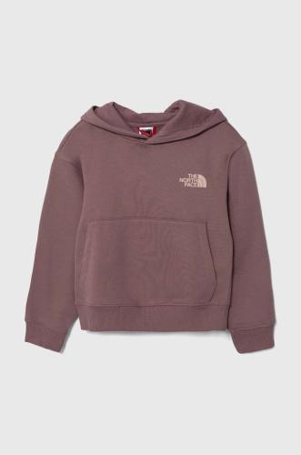 Παιδική μπλούζα The North Face G VERTICAL LINE HOODIE χρώμα: μοβ, με κουκούλα