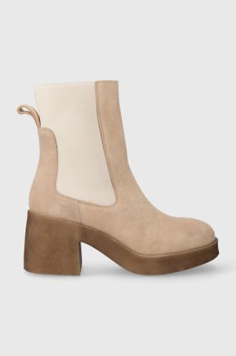 Σουέτ μπότες τσέλσι Charles Footwear Bea γυναικείες, χρώμα: μπεζ, Bea.Boots.Sabbia