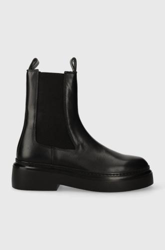 Δερμάτινες μπότες τσέλσι GARMENT PROJECT June Chelsea γυναικείες, χρώμα: μαύρο, GPW2406