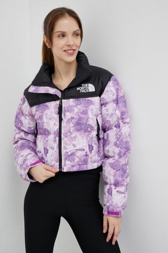 Μπουφάν με επένδυση από πούπουλα The North Face NUPTSE SHORT JACKET χρώμα: μοβ