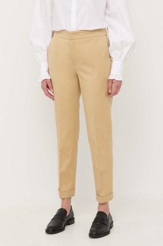 Παντελόνι με λινό μείγμα Twinset χρώμα: μπεζ