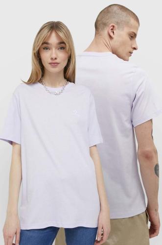 Βαμβακερό μπλουζάκι Converse χρώμα: μοβ