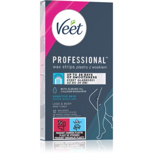 Veet Professional Sensitive Skin αποτριχωτικές ταινίες κεριού για ευαίσθητο δέρμα 12 τμχ