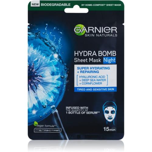 Garnier Skin Naturals Hydra Bomb υφασμάτινη μάσκα θρέψης νύχτας 28 γρ