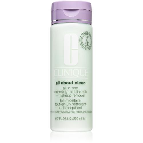 Clinique All About Clean All-in-One Cleansing Micellar Milk + Makeup Remove απαλό καθαριστικό γαλάκτωμα για ξηρή έως πολύ ξηρή επιδερμίδα 200 μλ
