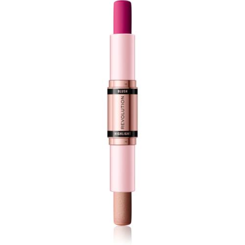 Makeup Revolution Blush & Highlight κρεμώδες ρουζ και highlighter σε στικ απόχρωση Sparkling Wine Shine 2x4,3 γρ