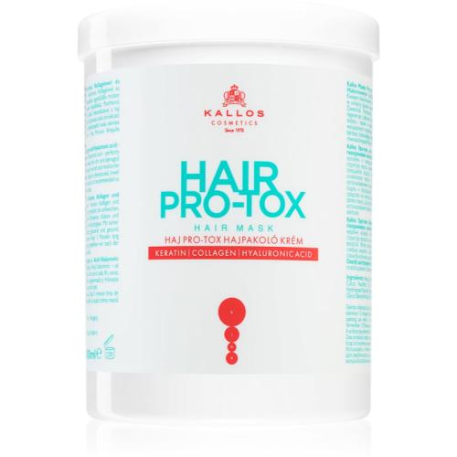 Kallos Hair Pro-Tox μάσκα για αδύναμα και ταλαιπωρημένα μαλλιά με έλαιο ινδοκάρυδου, υαλουρονικό οξύ και κολαγόνο 1000 ml