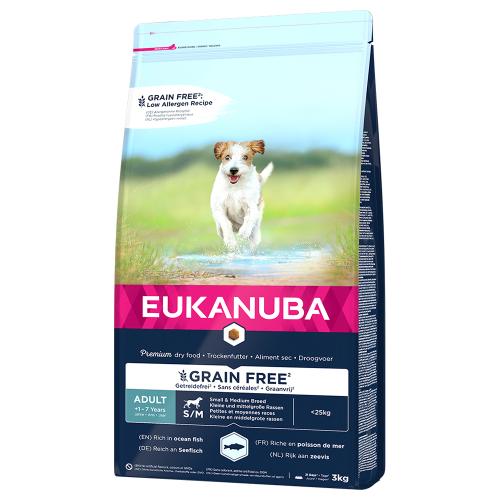 Eukanuba Grain Free Adult Small / Medium Breed με Σολομό - 2 x 3 kg