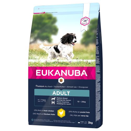 Eukanuba Adult Medium Breed Κοτόπουλο - Πακέτο Προσφοράς: 2 x 3 kg