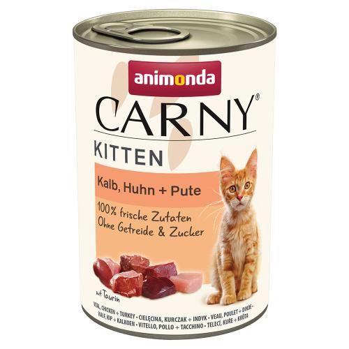 Animonda Carny Kitten 12 x 400 g - Μοσχάρι, Κοτόπουλο & Γαλοπούλα