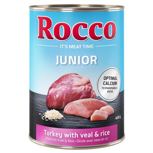 Rocco Junior 6 x 400 g - Γαλοπούλα με μοσχαρίσιες καρδιές & ρύζι