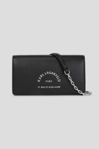 KARL LAGERFELD ΤΣΑΝΤΑΚΙ ΠΟΡΤΟΦΟΛΙ CROSSBODY ΑΛΥΣΙΔΑ LOGO ΜΑΥΡΟ