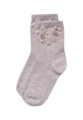 Κάλτσες παιδικές με πέρλες και στρας Grey 68307B