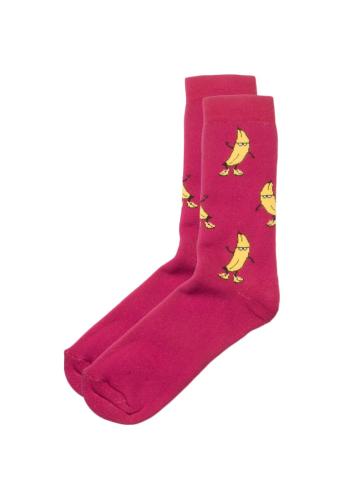 Κάλτσες γυναικείες Design Fruits με πετσετέ εσωτερική επένδυση DSN8500255-Μπορντώ