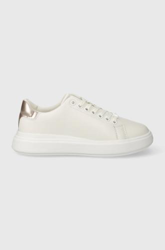 Δερμάτινα αθλητικά παπούτσια Calvin Klein CUPSOLE LACE UP LEATHER χρώμα: άσπρο, HW0HW01987