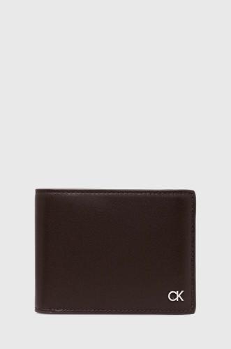 Δερμάτινο πορτοφόλι Calvin Klein ανδρικά, χρώμα: καφέ