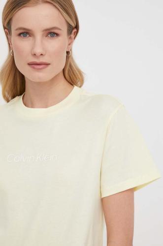 Βαμβακερό μπλουζάκι Calvin Klein γυναικεία, χρώμα: κίτρινο